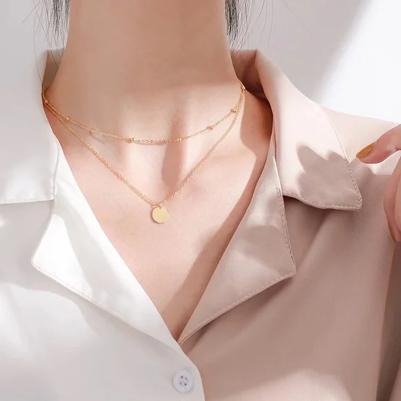 New 18K Gold Vermeil Sterling Silver 925 Layered Necklace - Picture 3 of 5